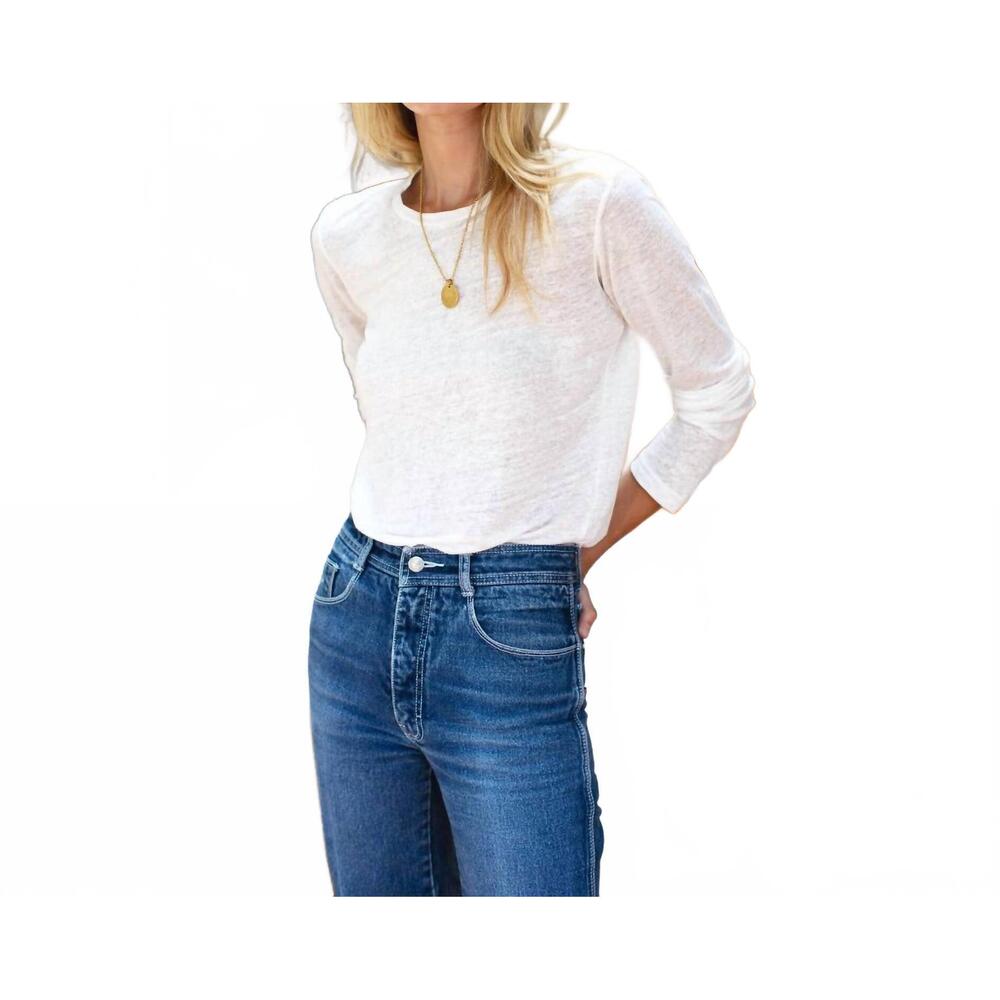 NEW EMERSON FRY linen crew neck tee in white - Picture 3 of 7